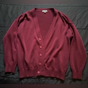 maroon cardigan sweater size L